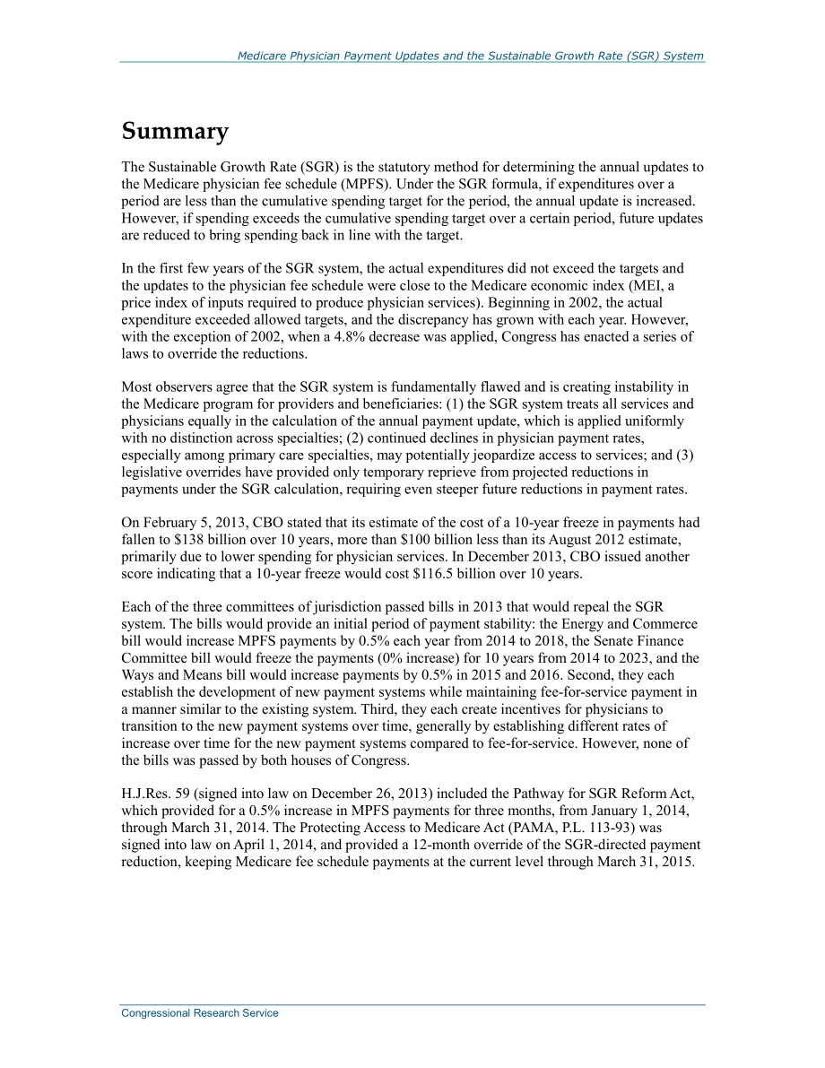 [20140612]R40907_医疗保险医生支付更新和可持续增长率（SGR）系统.pdf_第2页