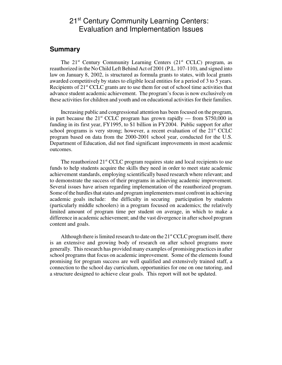 [20031216]RL32174_21世纪社区学习中心：评价和实施问题.pdf_第2页