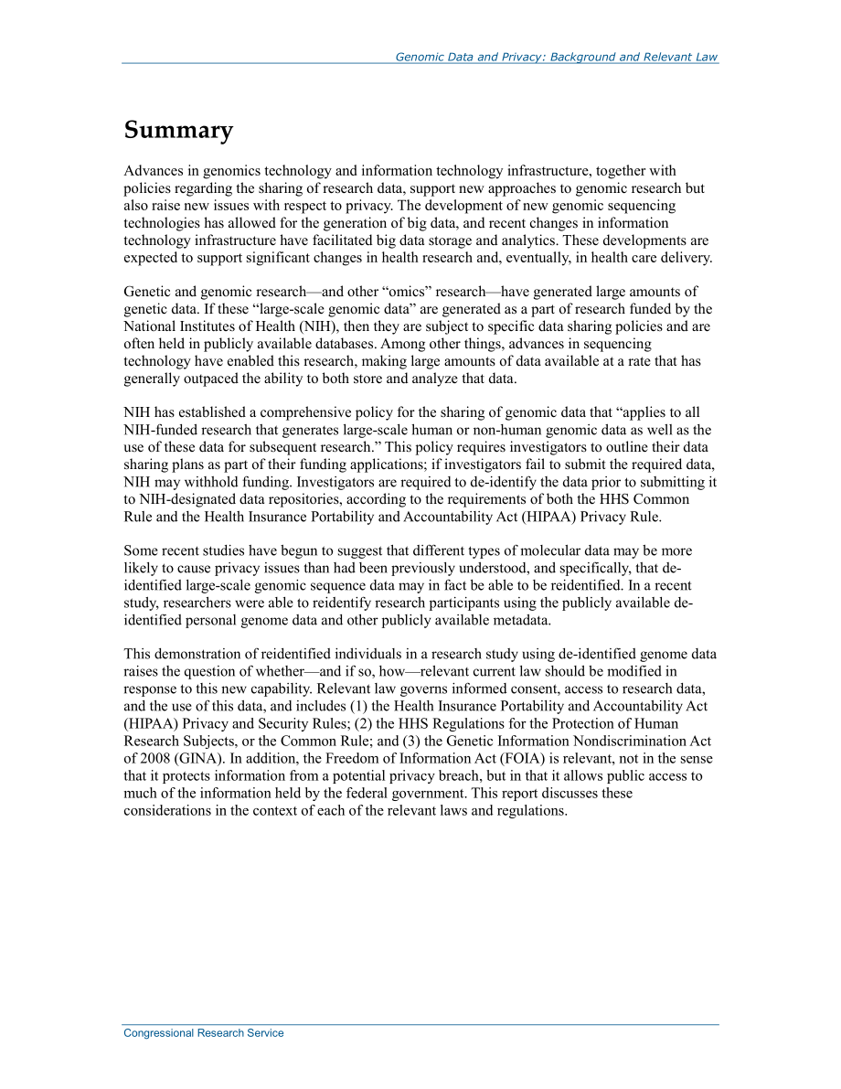 [20150511]R44026_基因组数据和隐私：背景和相关法律.pdf_第2页