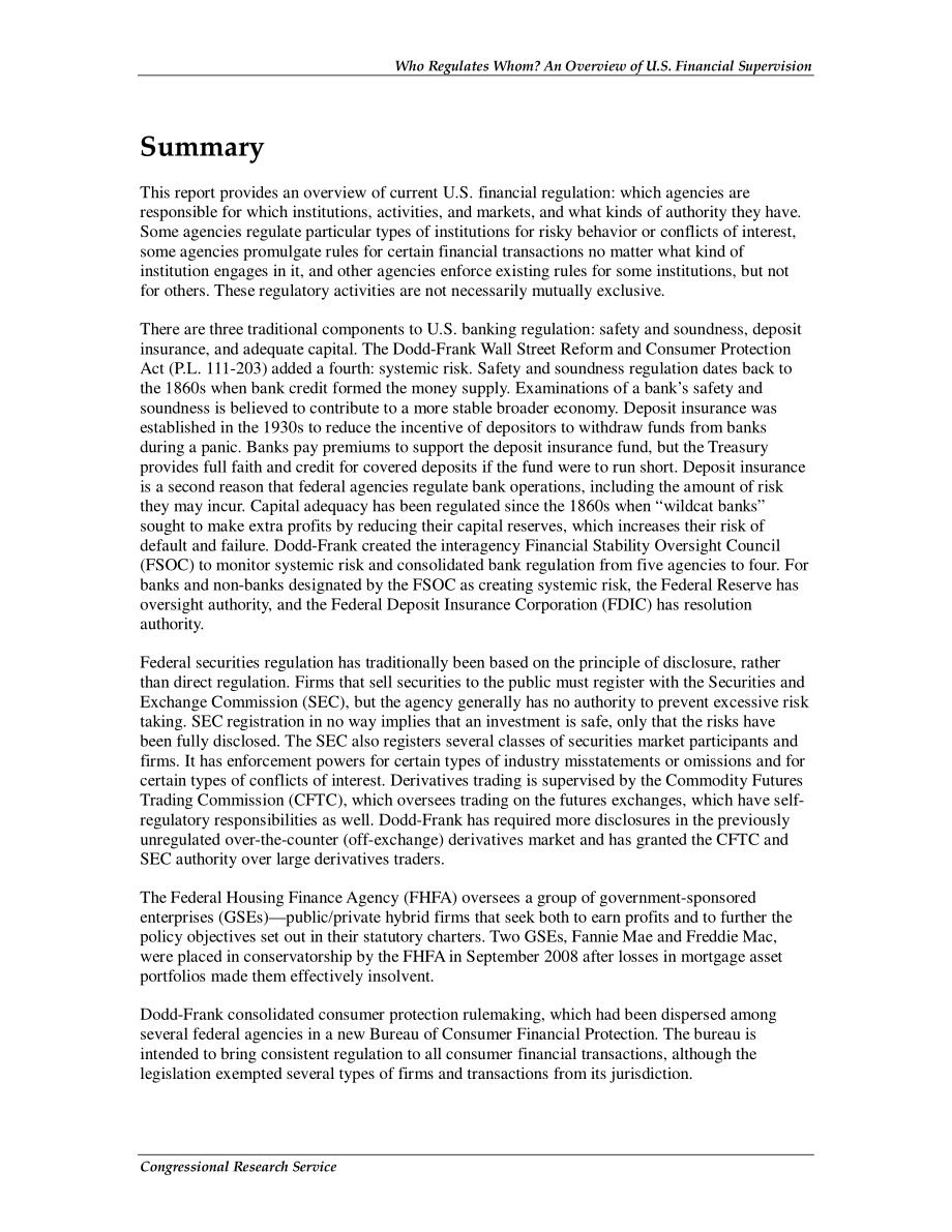[20101208]R40249_谁监管谁？美国金融监管概述.pdf_第2页