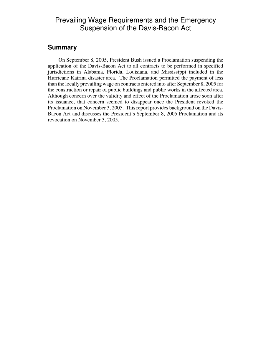 [20060216]RL33276_现行工资要求和《戴维斯-培根法案》的紧急中止.pdf_第2页