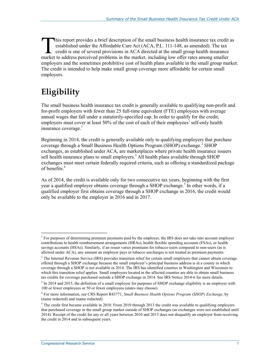 [20141104]R41158_ACA下的小企业健康保险税收抵免汇总.pdf_第2页