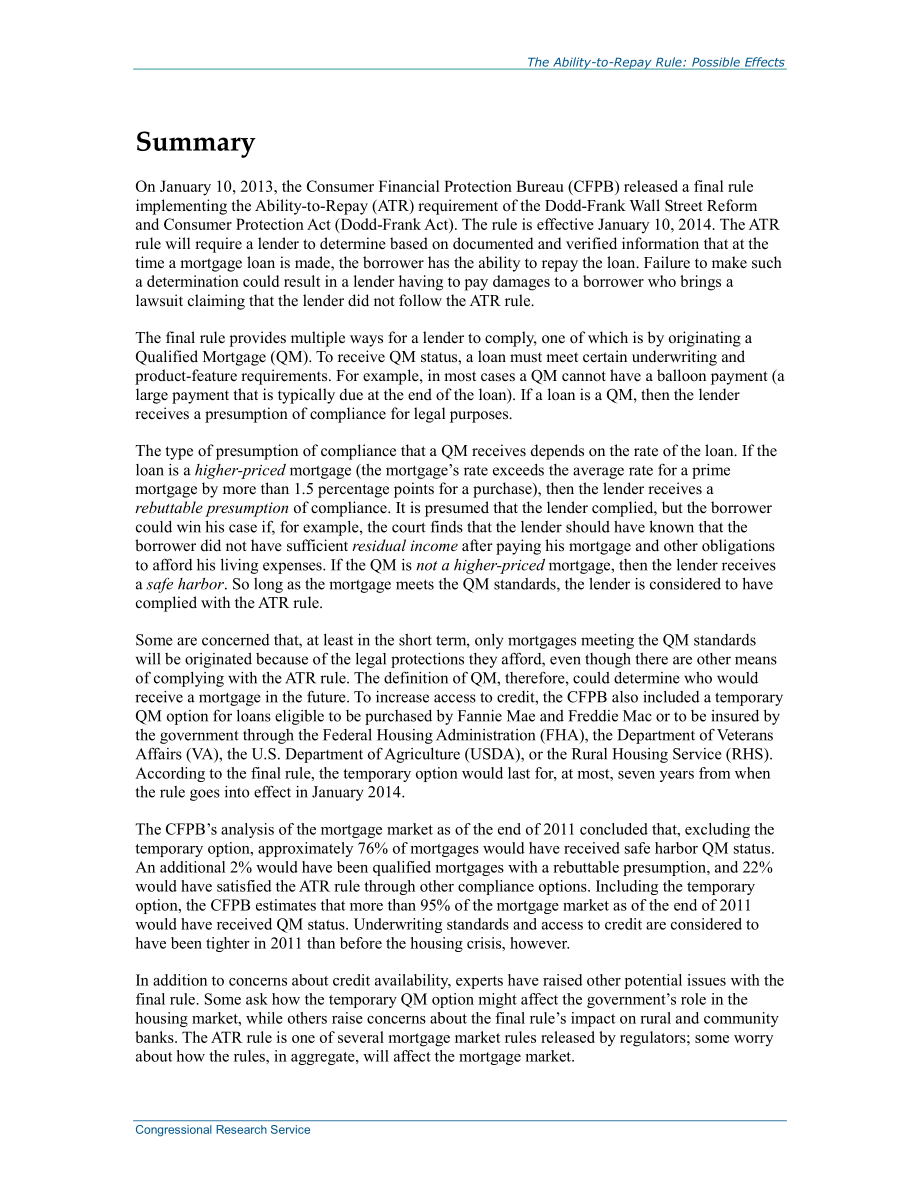 [20140311]R43081_偿还能力规则：限定抵押定义对信贷可用性和其他选定问题的可能影响.pdf_第2页
