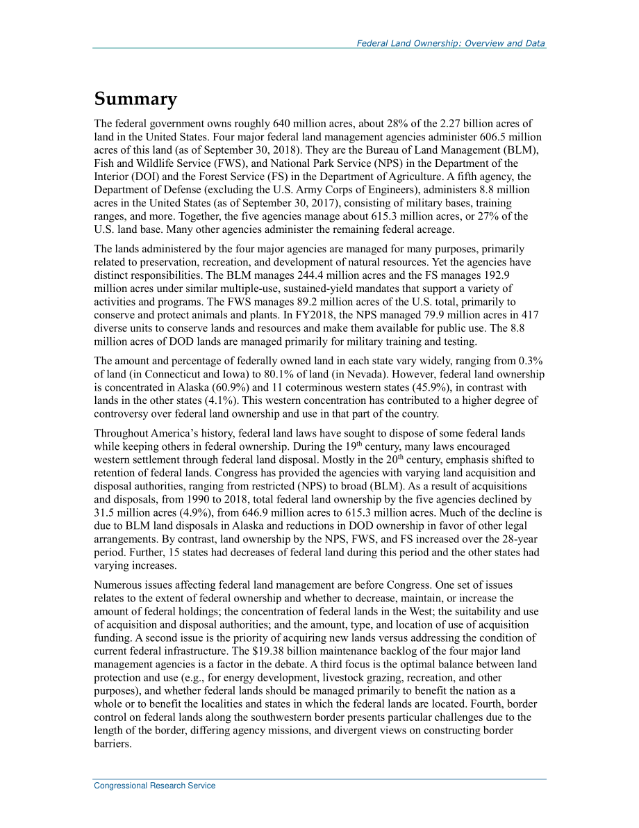 [20200221]R42346_联邦土地所有权：概述和数据.pdf_第2页