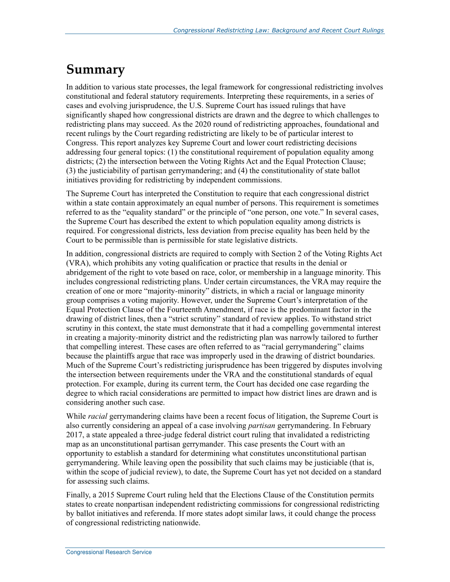[20170323]R44798_国会重新划分法：背景和最近的法院裁决.pdf_第2页