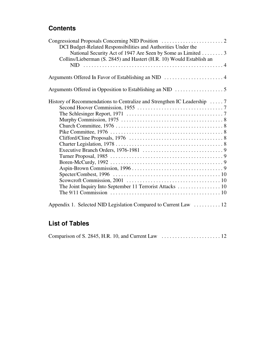 [20041005]RL32506_国家情报局长的拟议权限：国会议题和S.2845 H.R.的并列比较10和现行法律.pdf_第3页