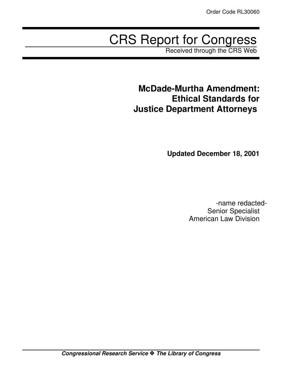 [20011218]RL30060_McDade Murtha修正案：司法部律师的道德标准.pdf_第1页