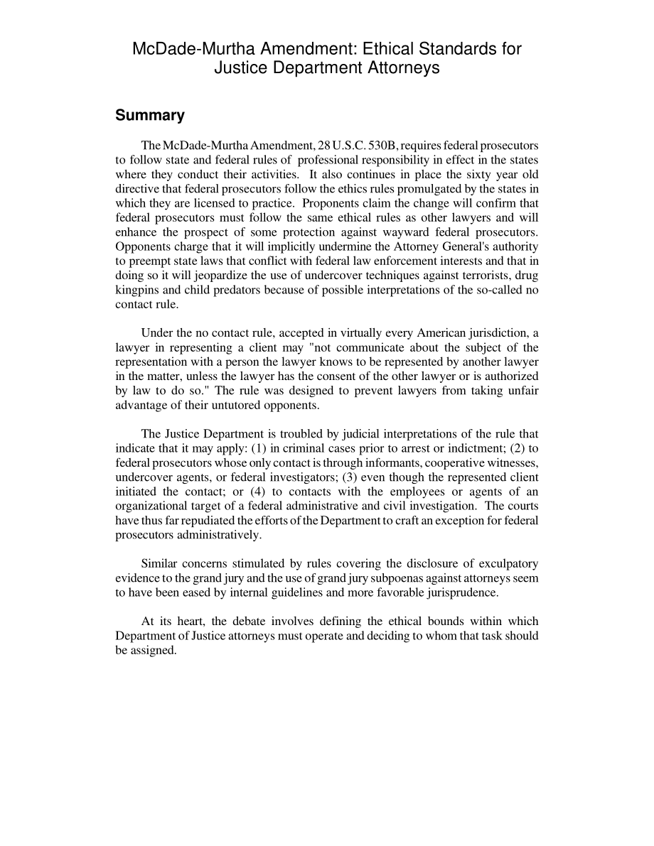 [20011218]RL30060_McDade Murtha修正案：司法部律师的道德标准.pdf_第2页