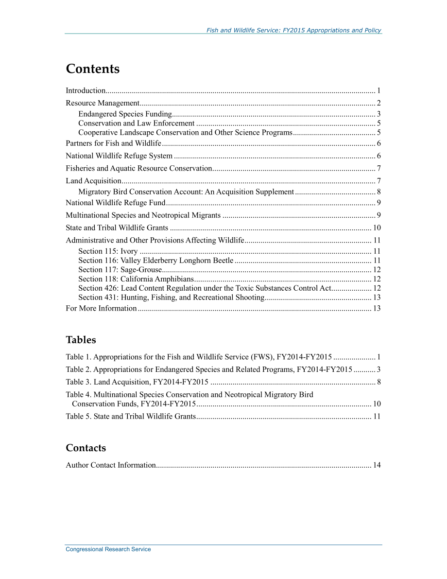 [20140805]R43678_鱼类和野生动物服务局：2015财年拨款和政策.pdf_第3页