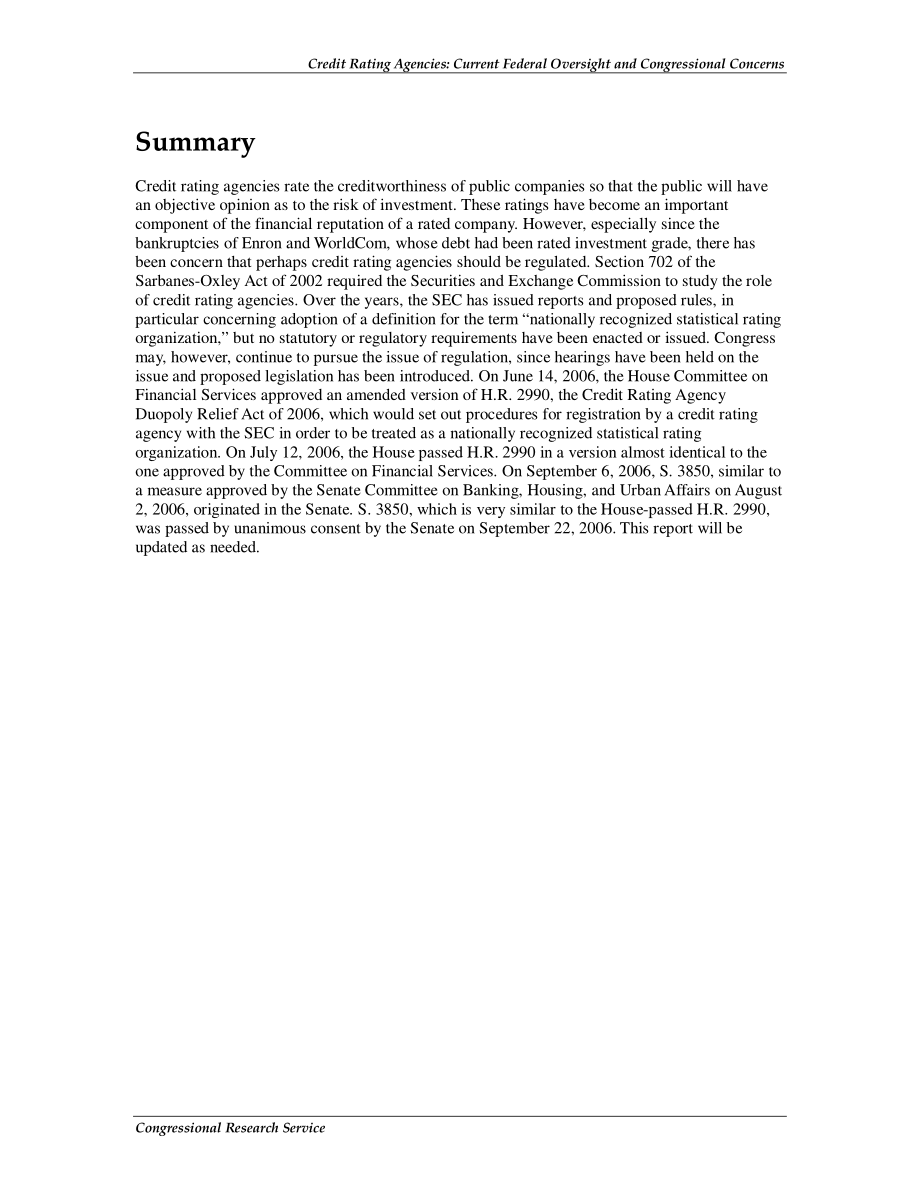 [20060926]RS22215_信用评级机构：当前联邦监督和国会关注的问题.pdf_第2页