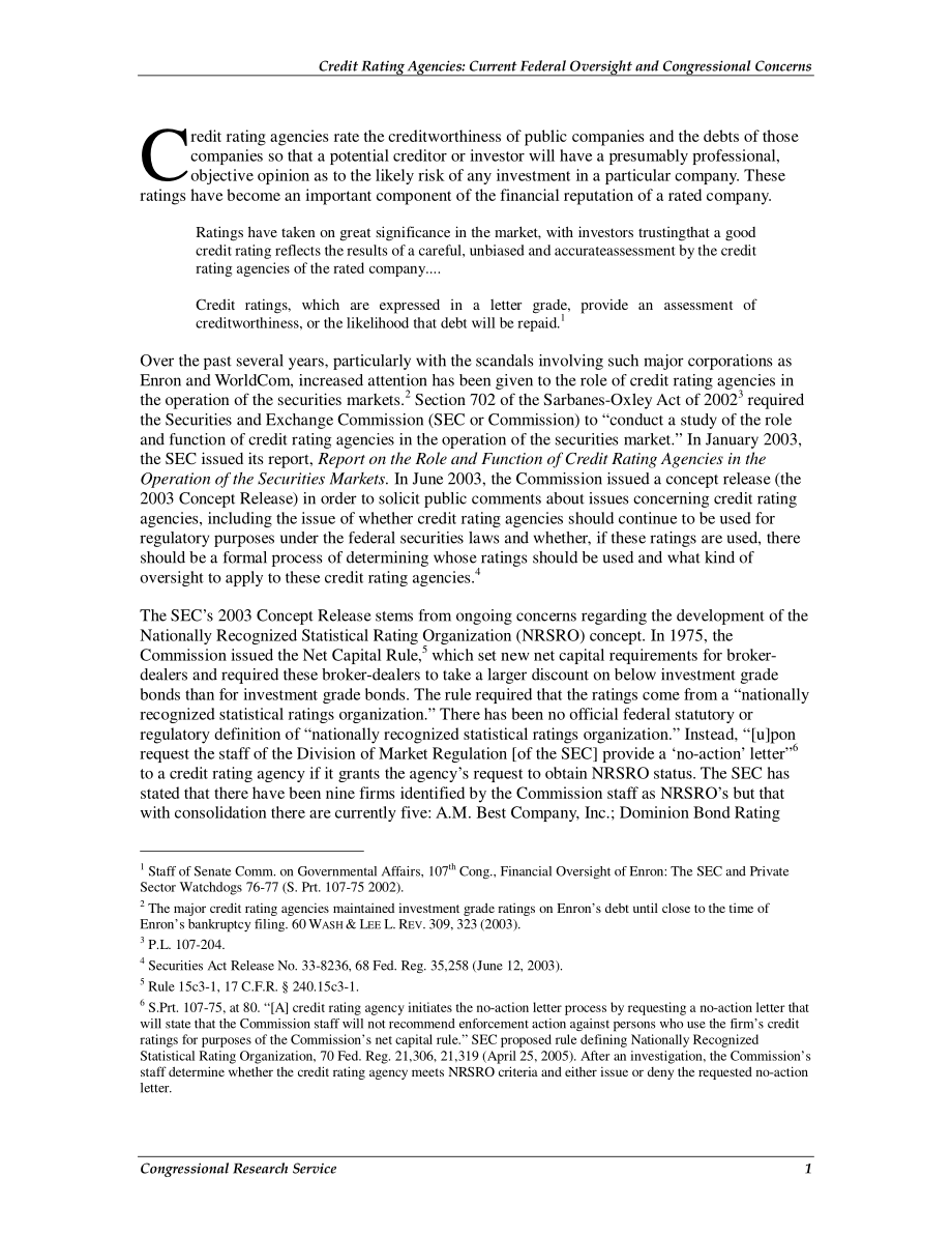 [20060926]RS22215_信用评级机构：当前联邦监督和国会关注的问题.pdf_第3页