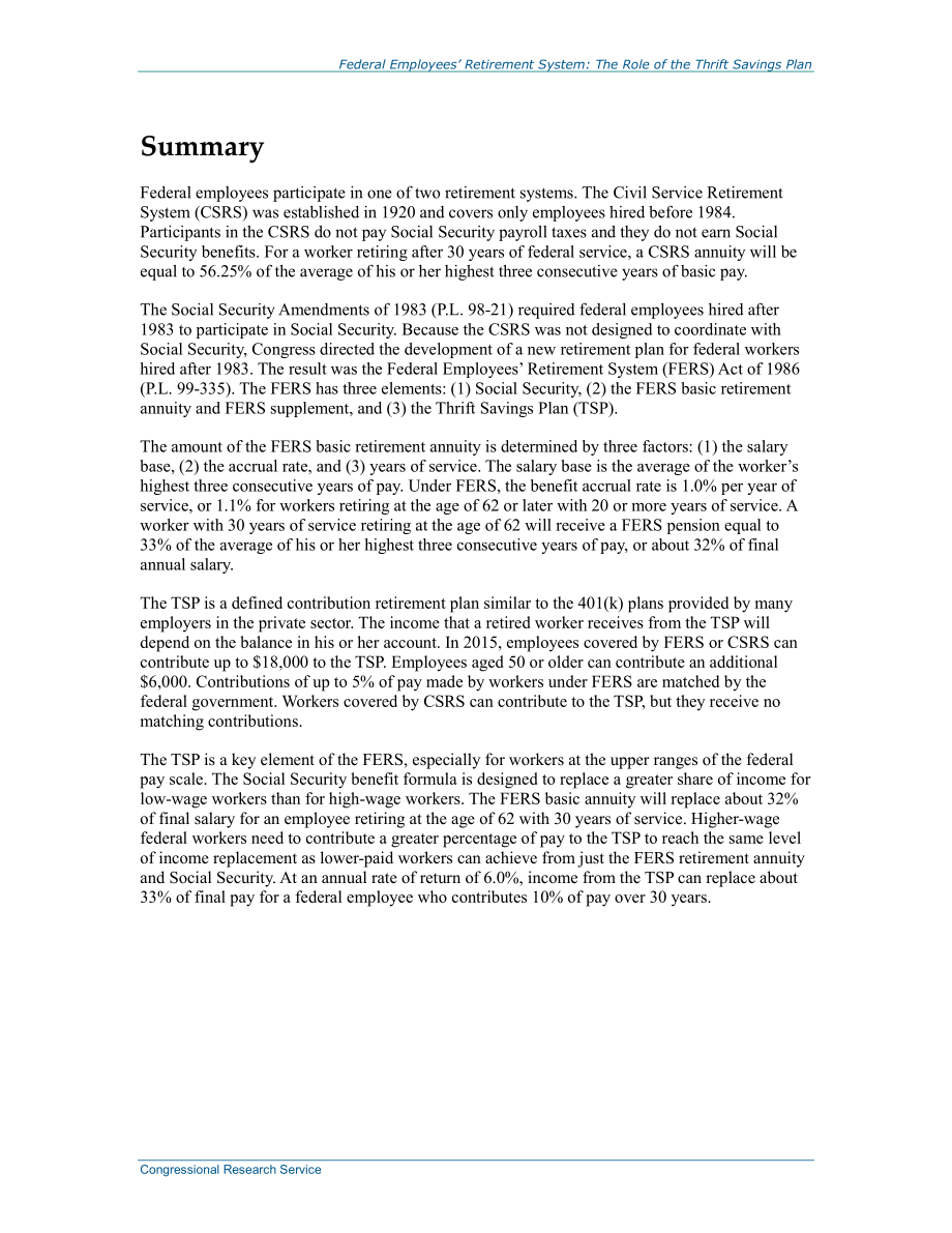 [20150310]RL30387_联邦雇员退休制度：储蓄计划的作用.pdf_第2页