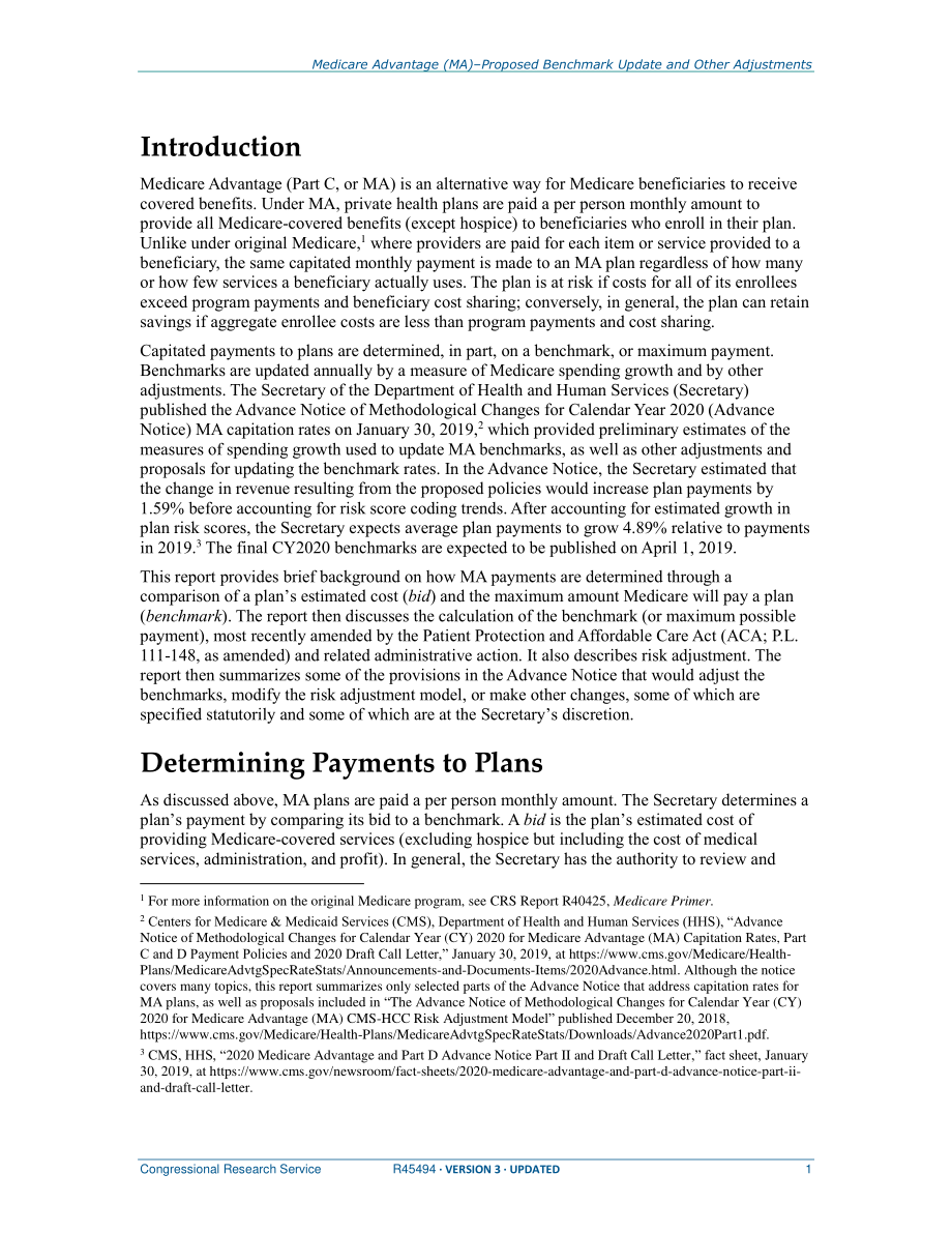 [20190207]R45494_Medicare Advantage（MA）–2020年的拟议基准更新和其他调整：简言之.pdf_第3页