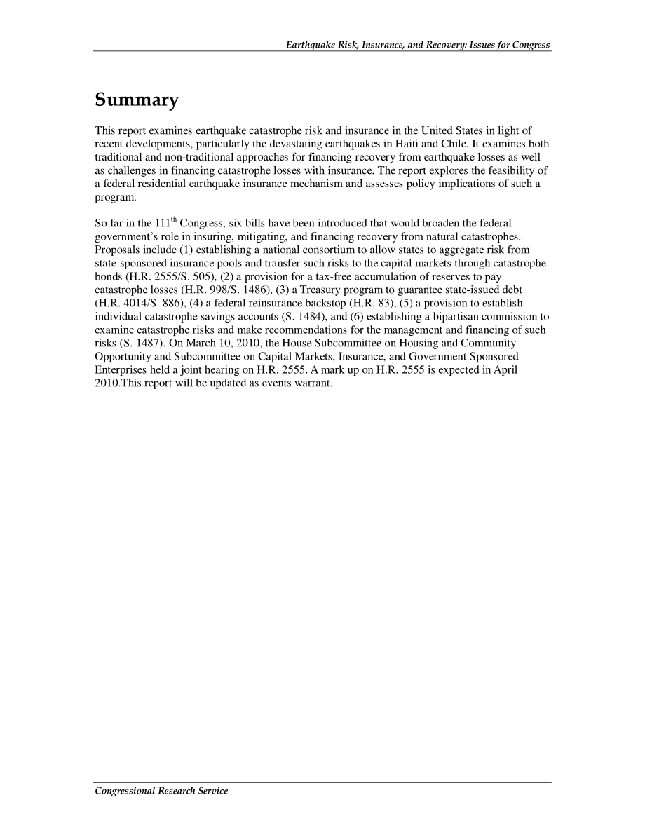 [20100312]R41109_地震风险、保险和恢复：国会议题.pdf_第2页