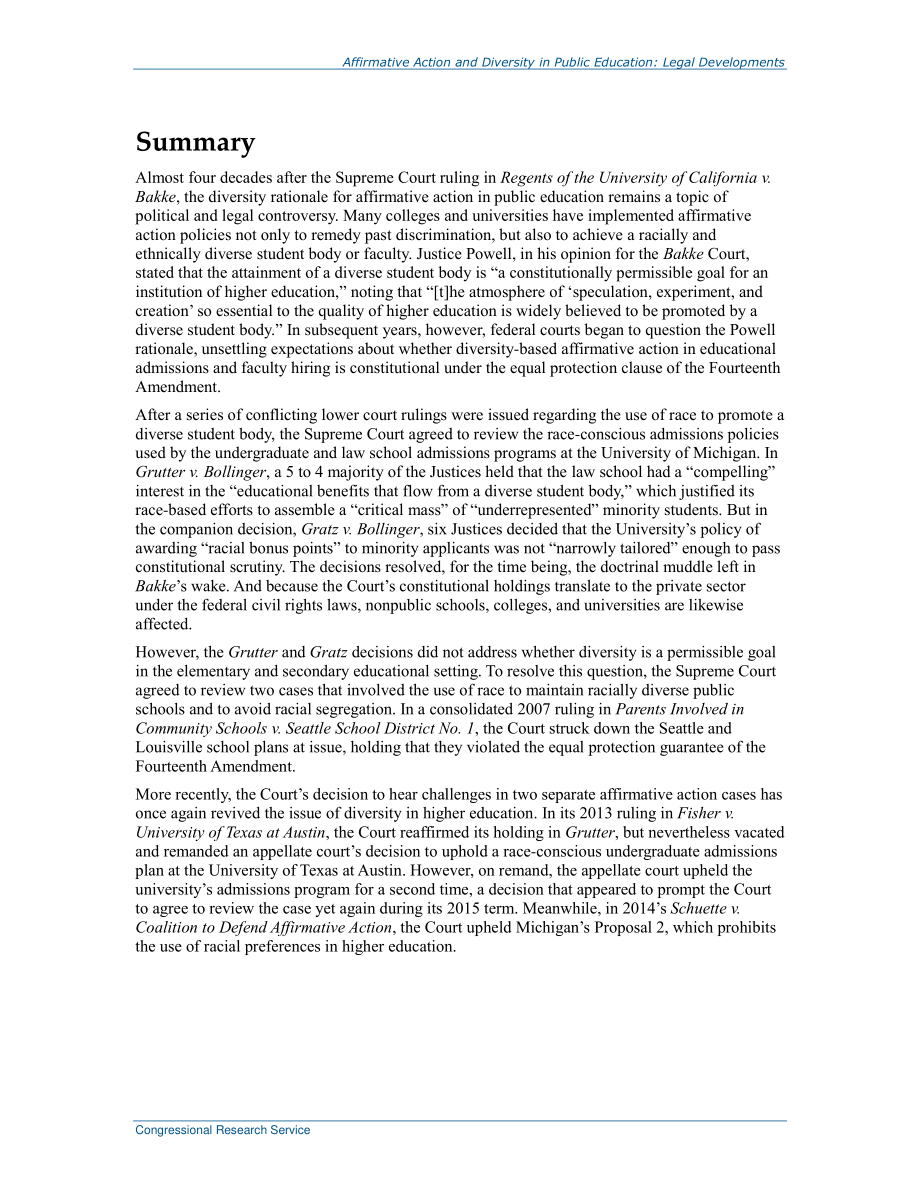 [20150911]RL30410_平权行动和公共教育的多样性：法律发展.pdf_第2页