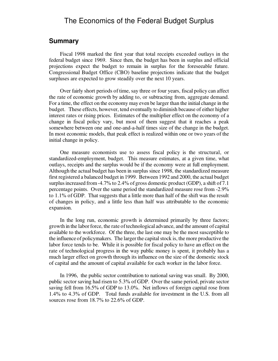 [20010330]RL30583_联邦预算盈余的经济学.pdf_第2页