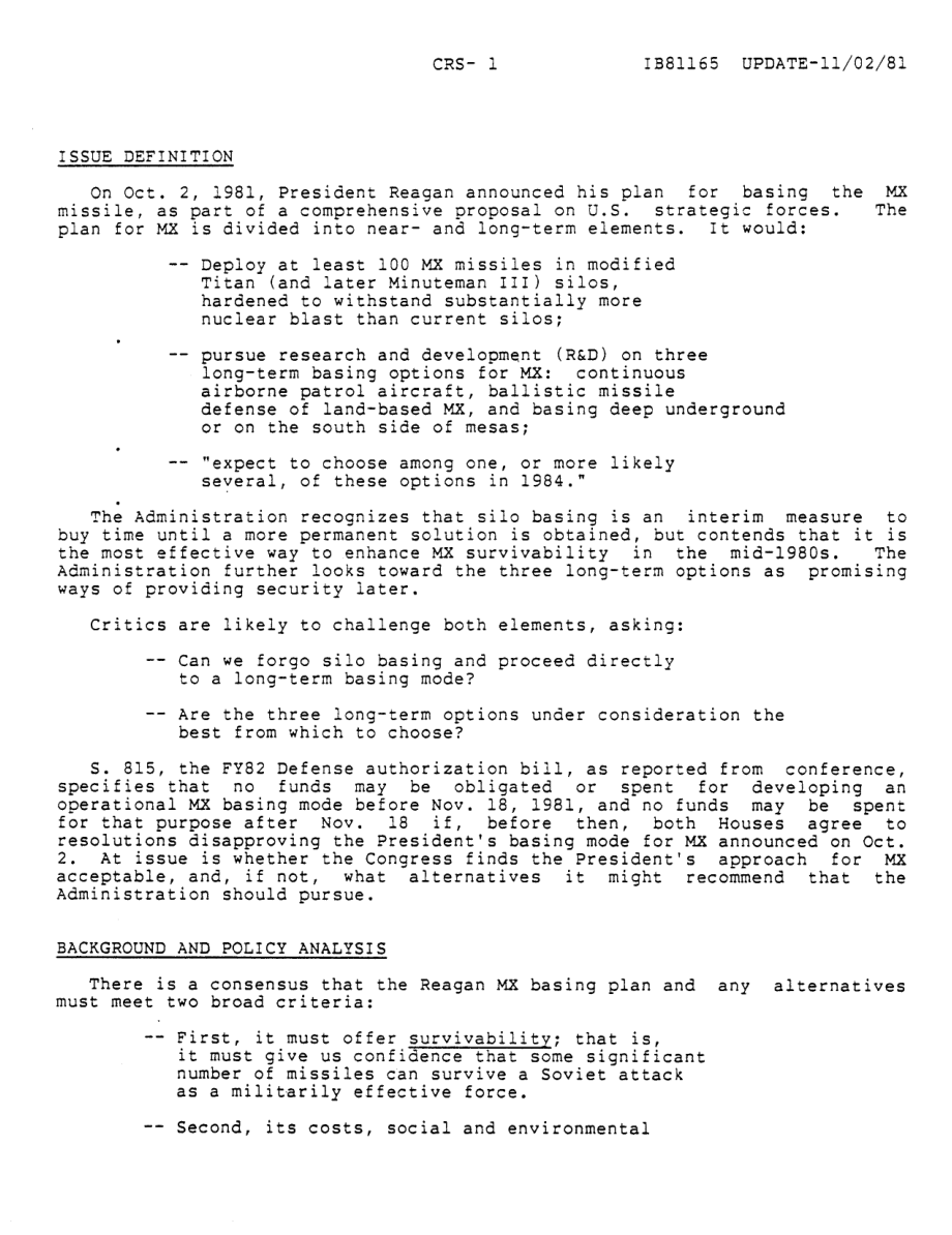 [19811102]IB81165_基于MX的辩论：里根计划和备选方案.pdf_第3页