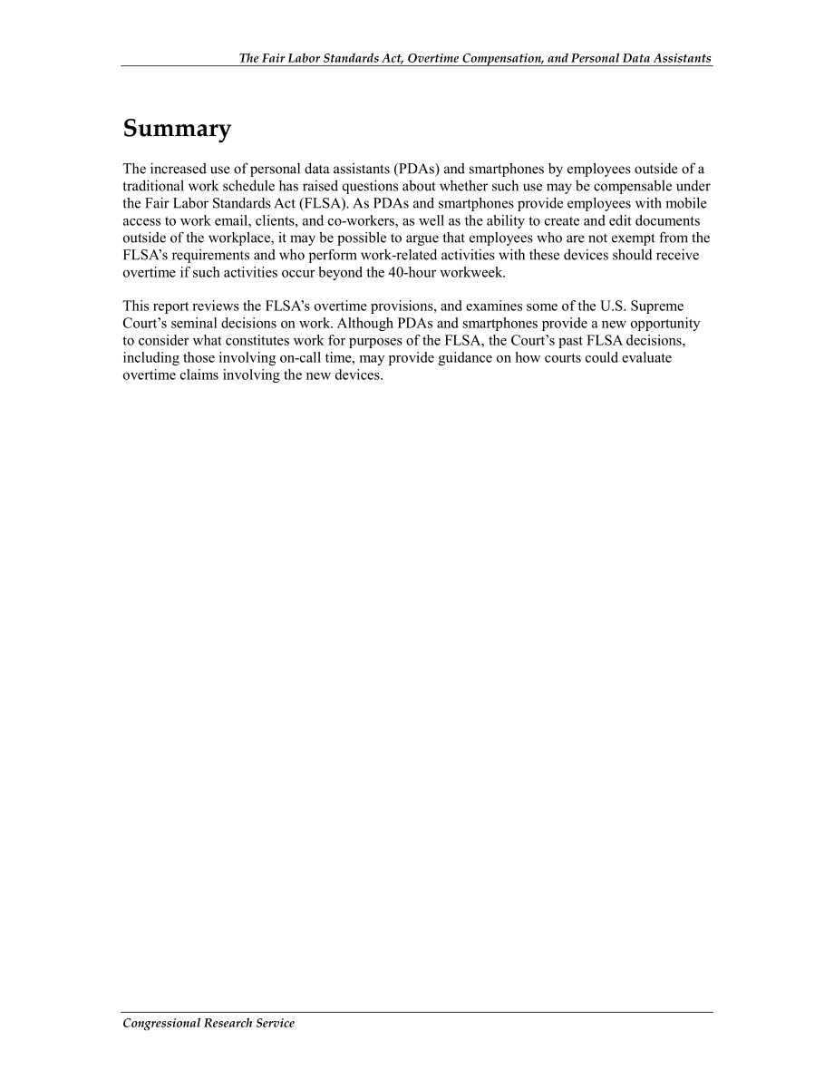 [20110912]R41993_公平劳动标准法案、加班费和个人数据助理.pdf_第2页