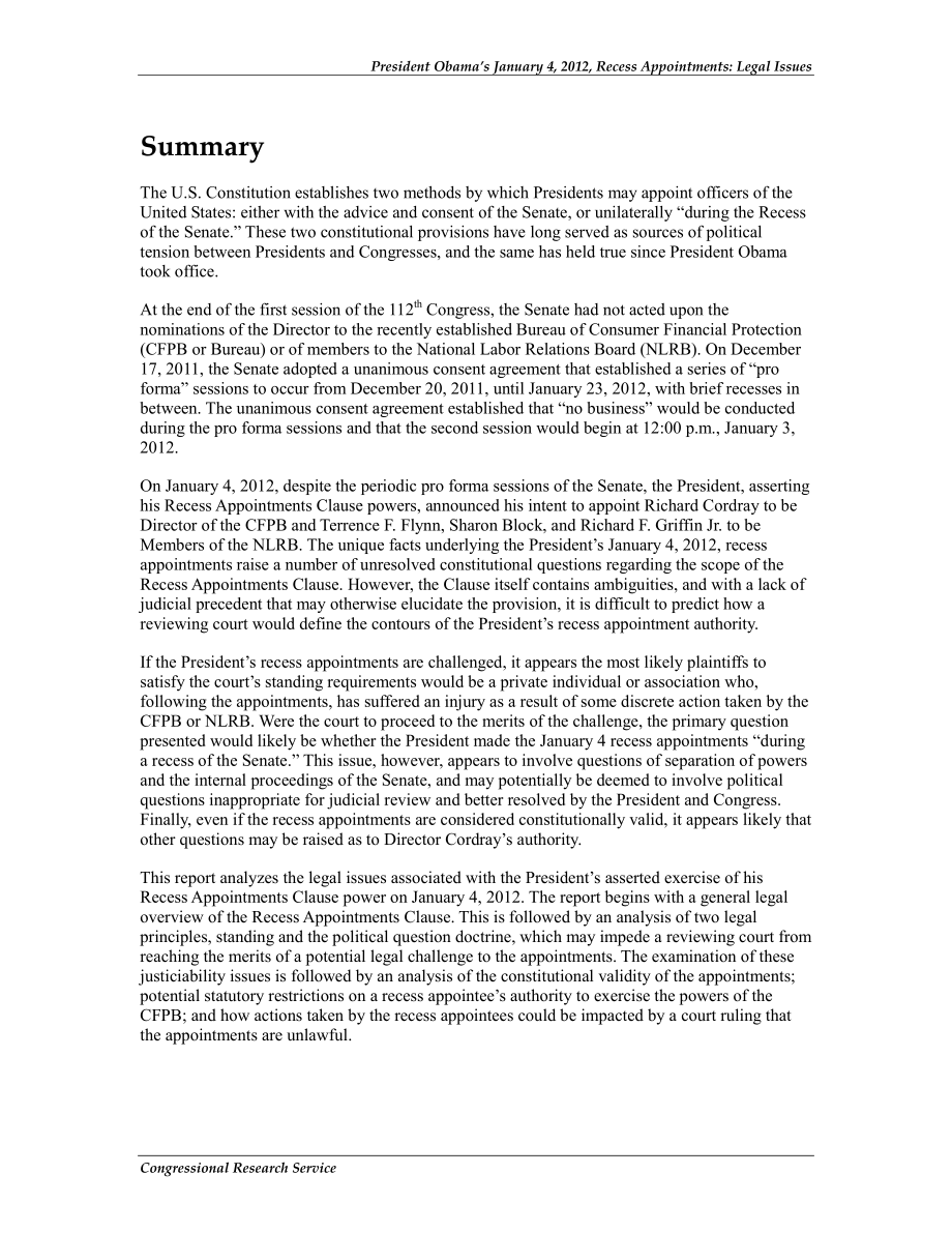 [20120123]R42323_奥巴马总统2012年1月4日休会任命：法律问题.pdf_第2页