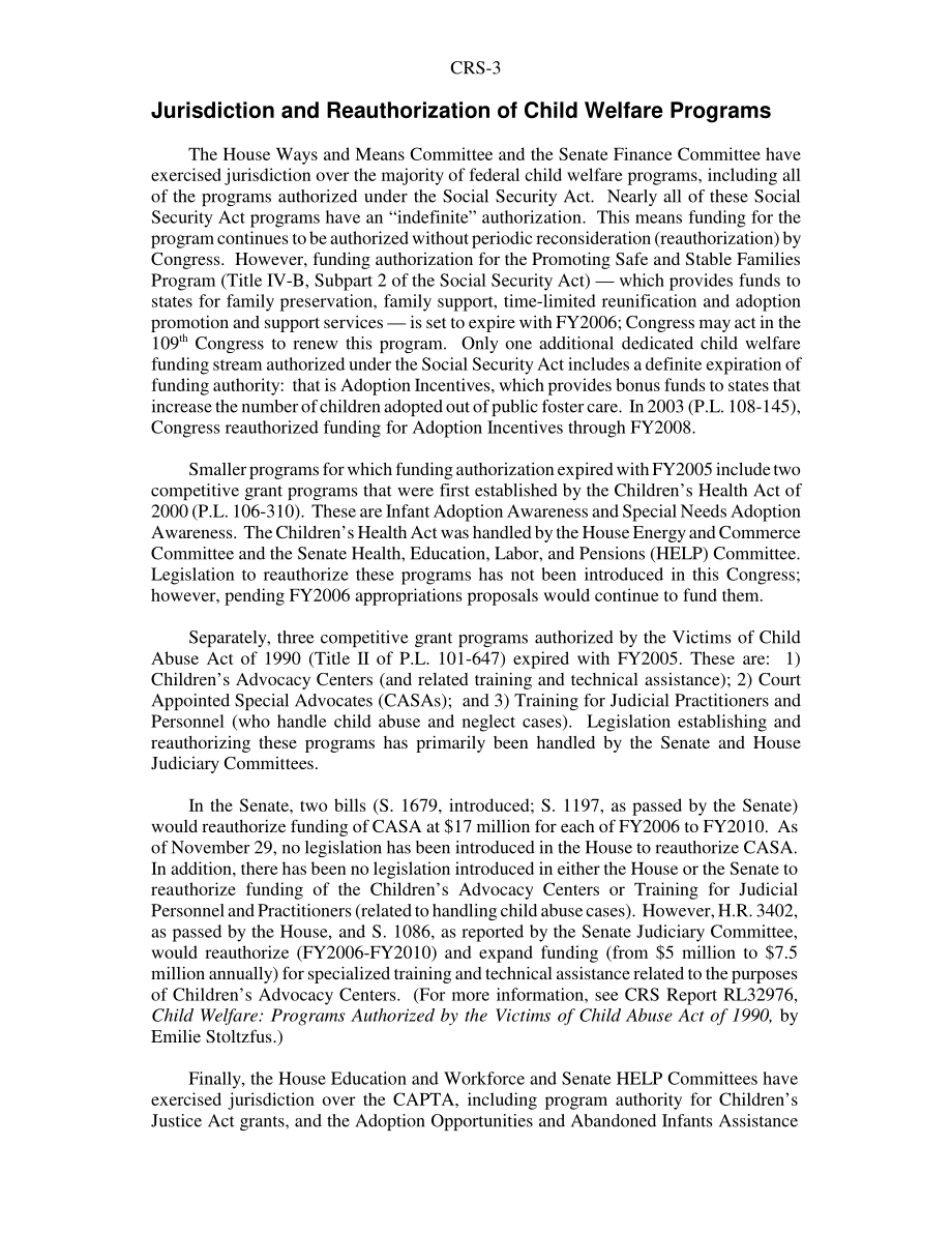 [20051129]RS22178_儿童福利：项目重新授权以及最近和2006财年的拟议资金水平.pdf_第3页