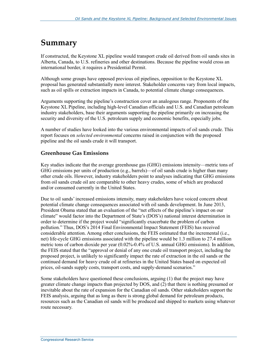 [20140414]R42611_油砂和Keystone XL管道：背景和选定的环境问题.pdf_第2页