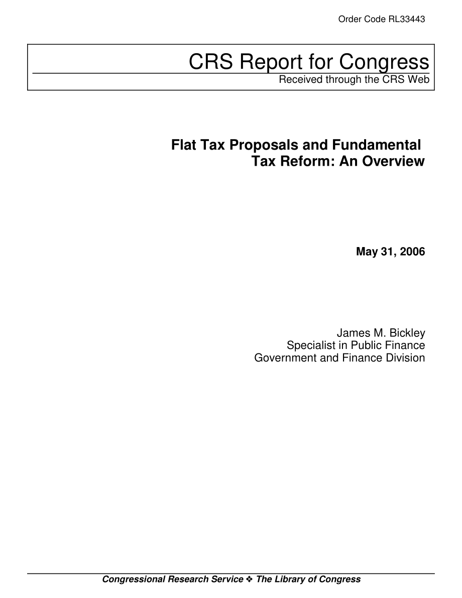 [20060531]RL33443_统一税制建议和基本税制改革：概述.pdf_第1页