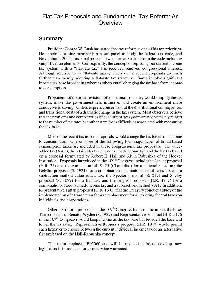 [20060531]RL33443_统一税制建议和基本税制改革：概述.pdf_第2页