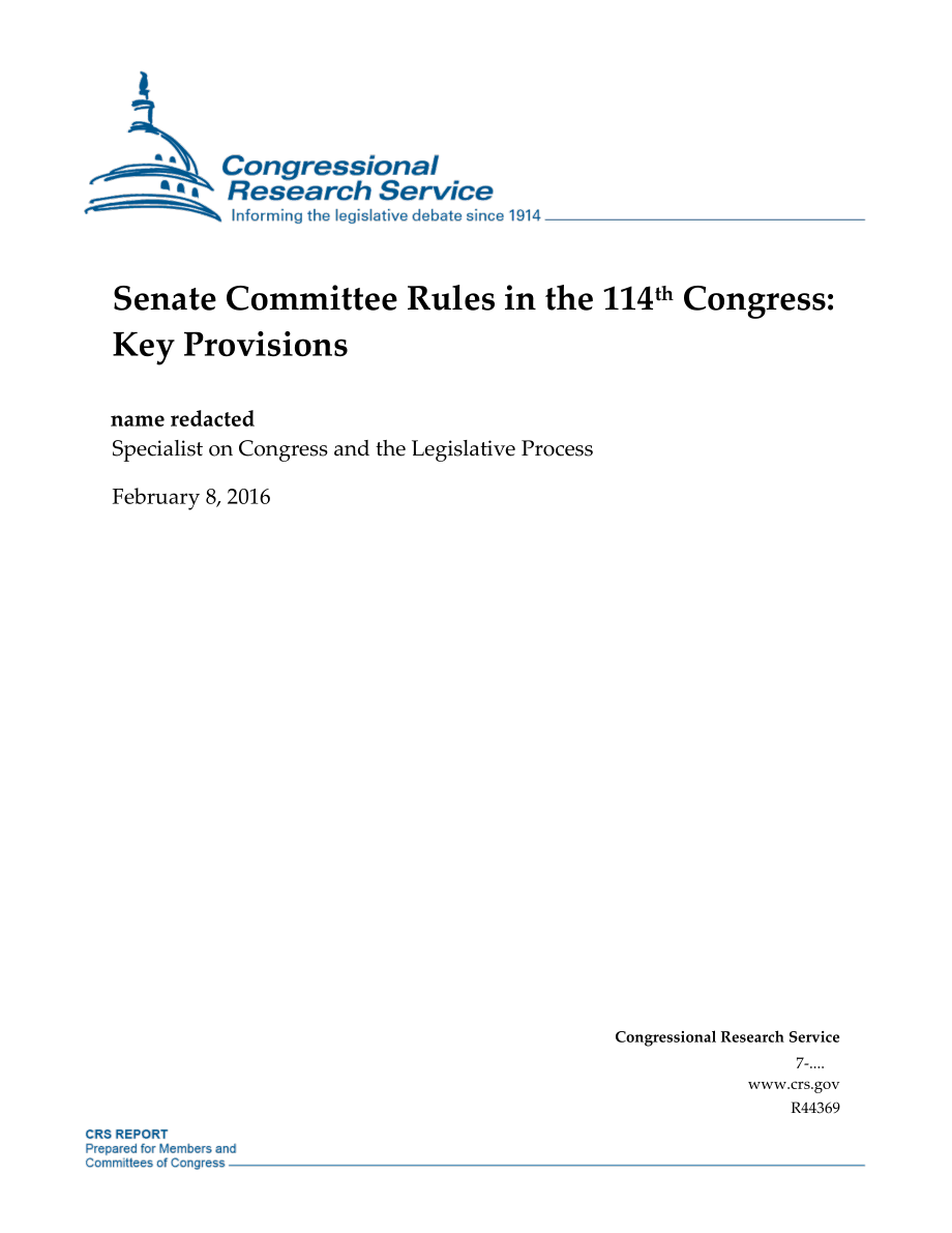 [20160208]R44369_第114届国会参议院委员会规则：关键条款.pdf_第1页