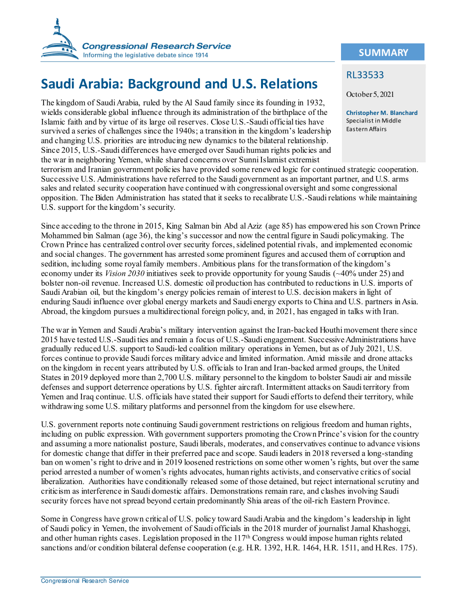 [20211005]RL33533_沙特阿拉伯：背景和美国关系.pdf_第2页