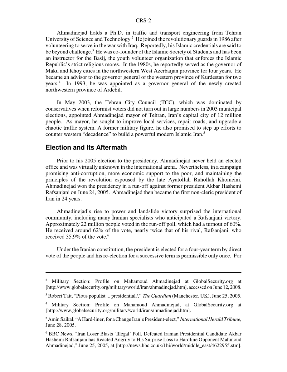 [20080709]RS22569_伊朗：艾哈迈迪内贾德总统简介.pdf_第2页
