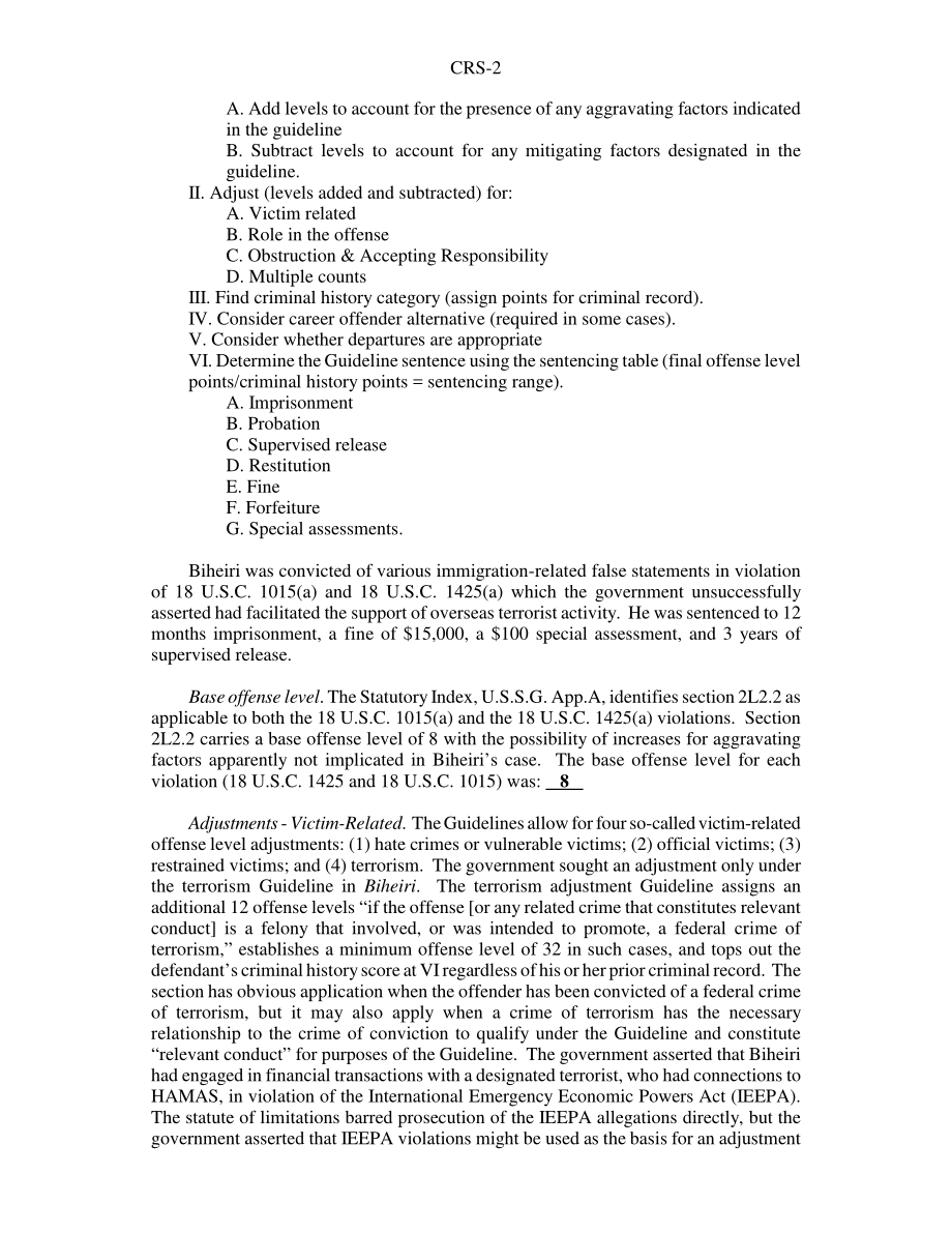 [20050405]RS22105_根据《联邦判刑指南》判刑：一个与恐怖主义有关的简略例子.pdf_第2页