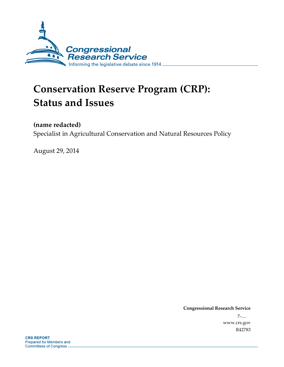 [20140829]R42783_保护区计划（CRP）：现状和问题.pdf_第1页