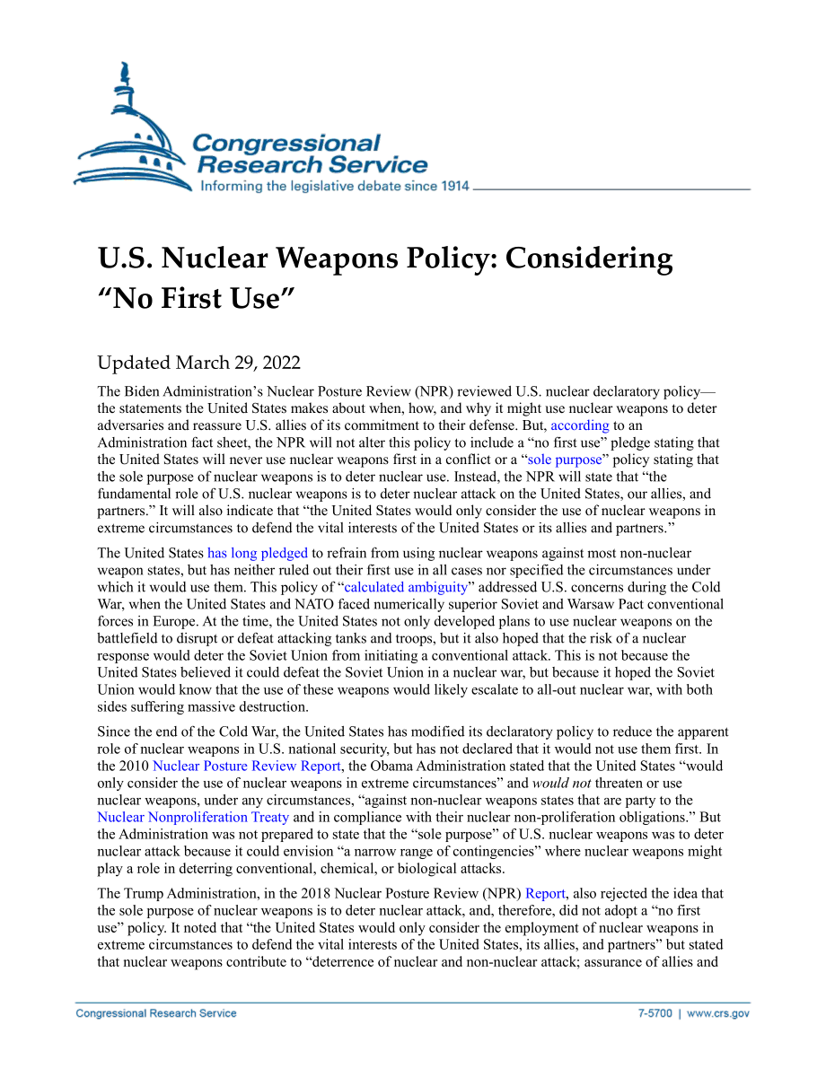 [20220329]IN10553_美国核武器政策：考虑“无首次使用”.pdf_第1页