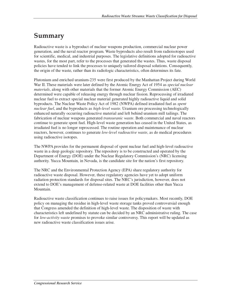 [20061213]RL32163_放射性废物流：废物分类处置.pdf_第2页
