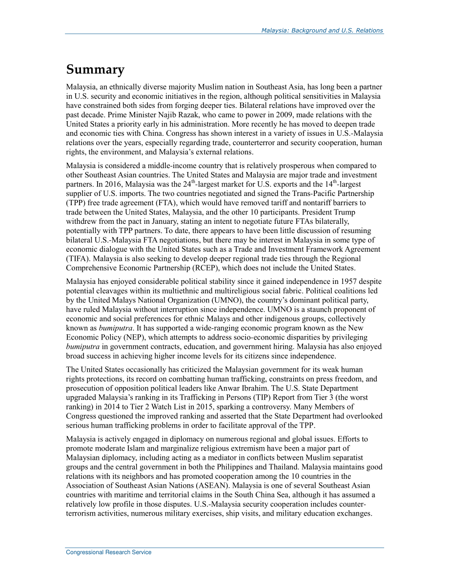 [20170518]R43505_马来西亚：背景和美国关系.pdf_第2页