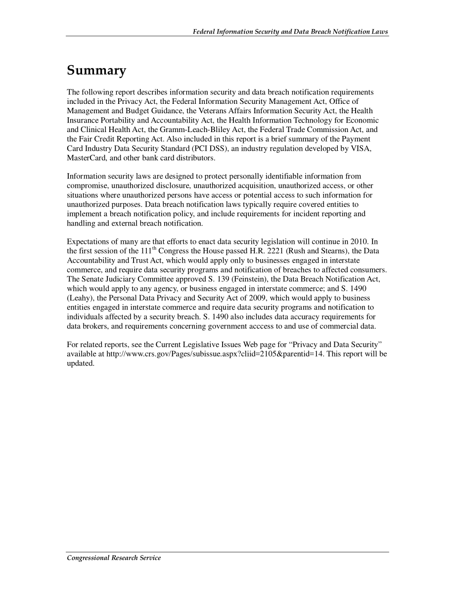 [20100128]RL34120_联邦信息安全和数据泄露通知法.pdf_第2页