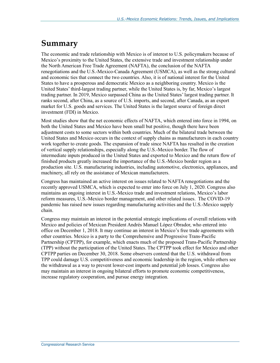 [20200625]RL32934_美墨经济关系：趋势、问题和影响 .pdf_第2页