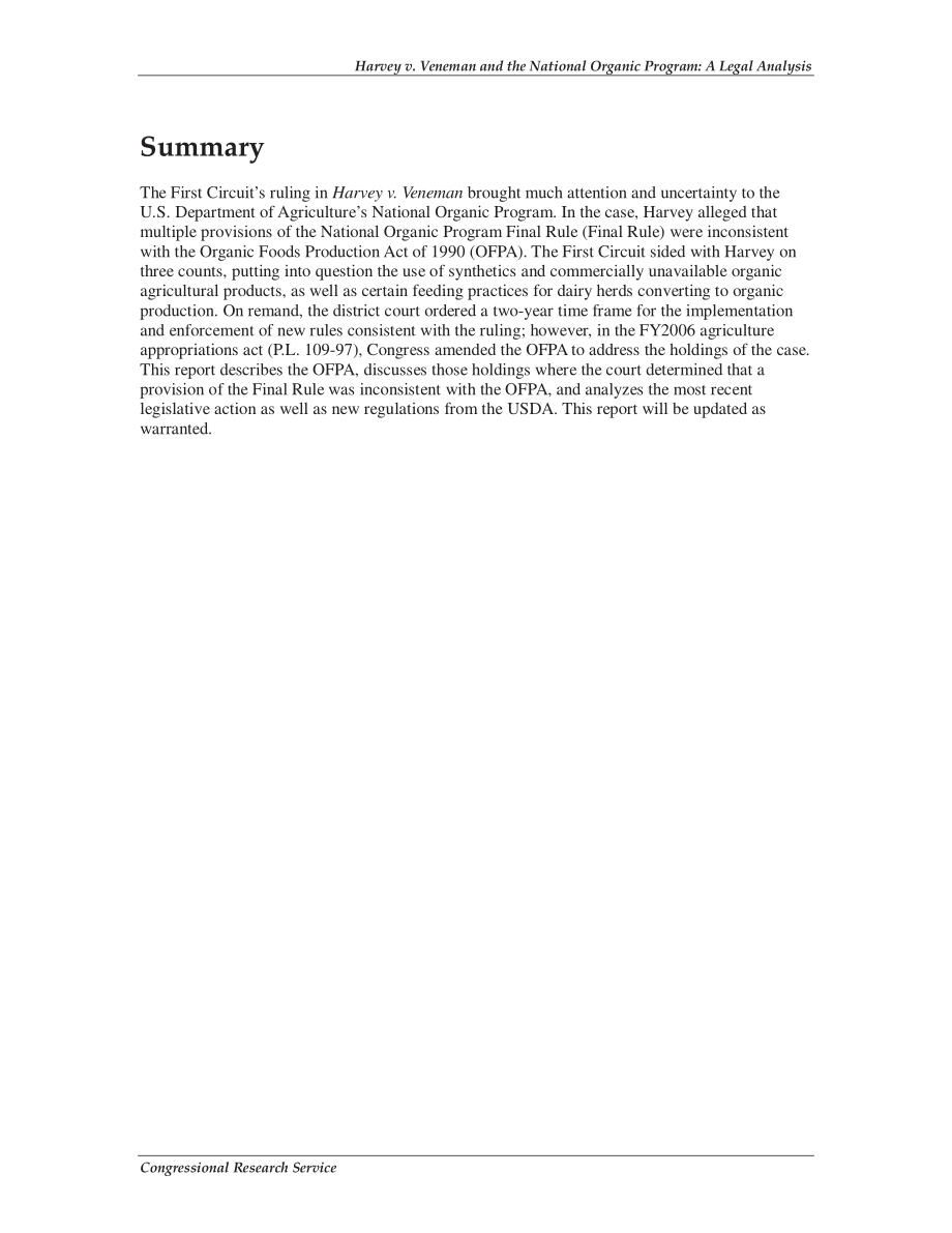 [20060926]RS22318_Harvey v.Veneman和国家有机计划：法律分析.pdf_第2页