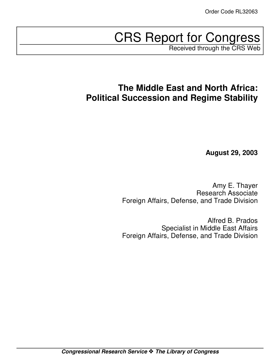 [20030829]RL32063_中东和北非：政治继承与政权稳定.pdf_第1页