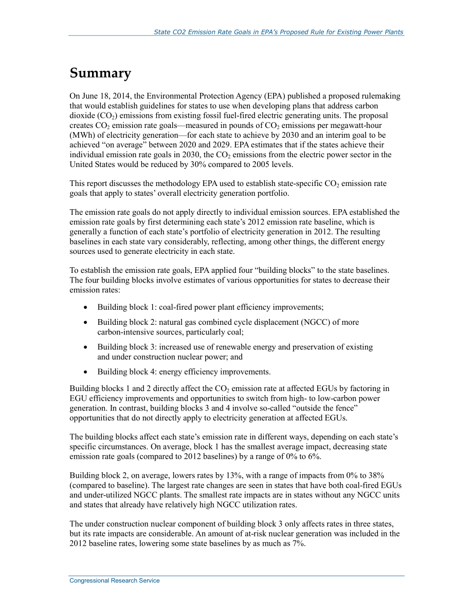 [20141022]R43652_EPA现有发电厂拟议规则中的国家CO2排放率目标 .pdf_第2页