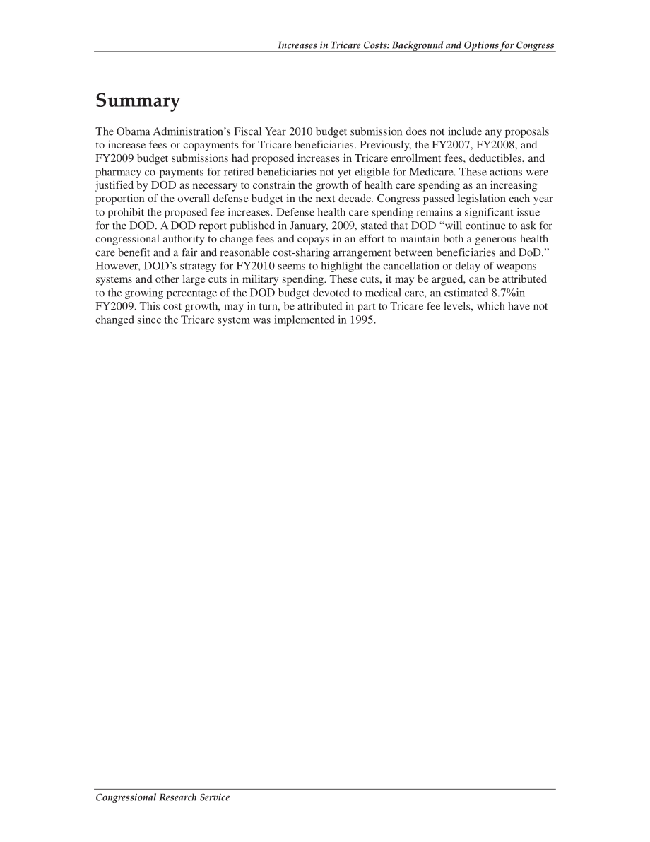[20090514]RS22402_Tricare成本增加：国会背景和选择.pdf_第2页