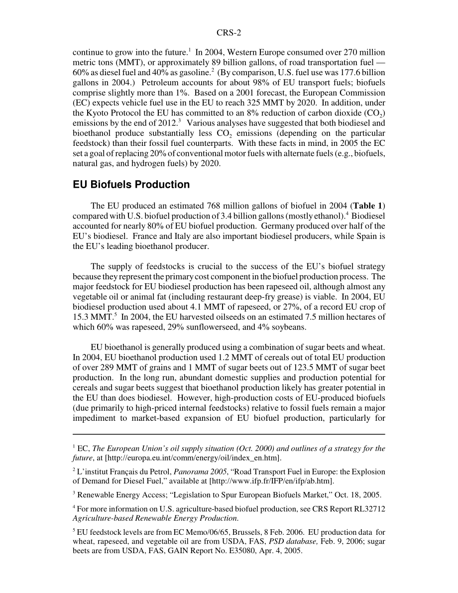[20060316]RS22404_欧盟生物燃料政策和农业：概述.pdf_第2页