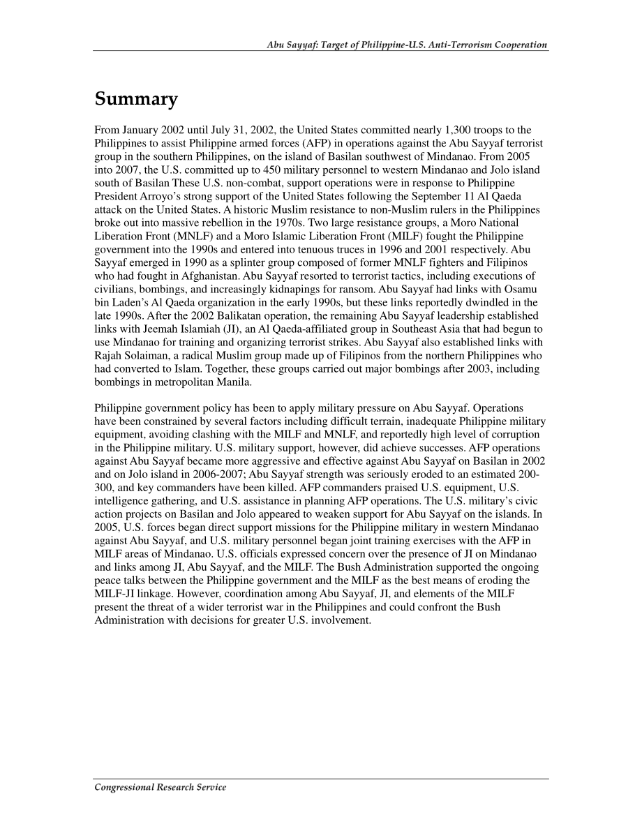 [20070726]RL31265_阿布沙耶夫：菲美反恐合作目标.pdf_第2页