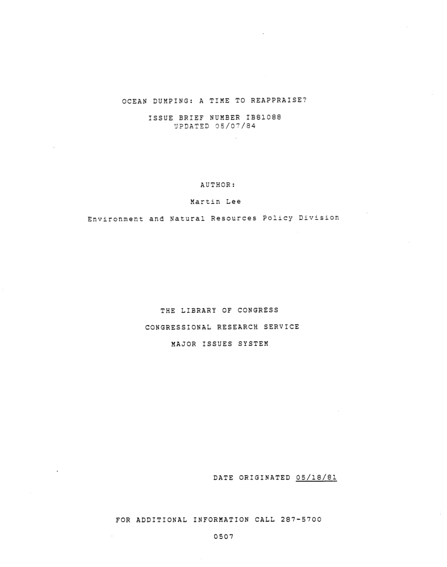 [19840507]IB81088_海洋倾倒：是时候重新评估了？.pdf_第1页