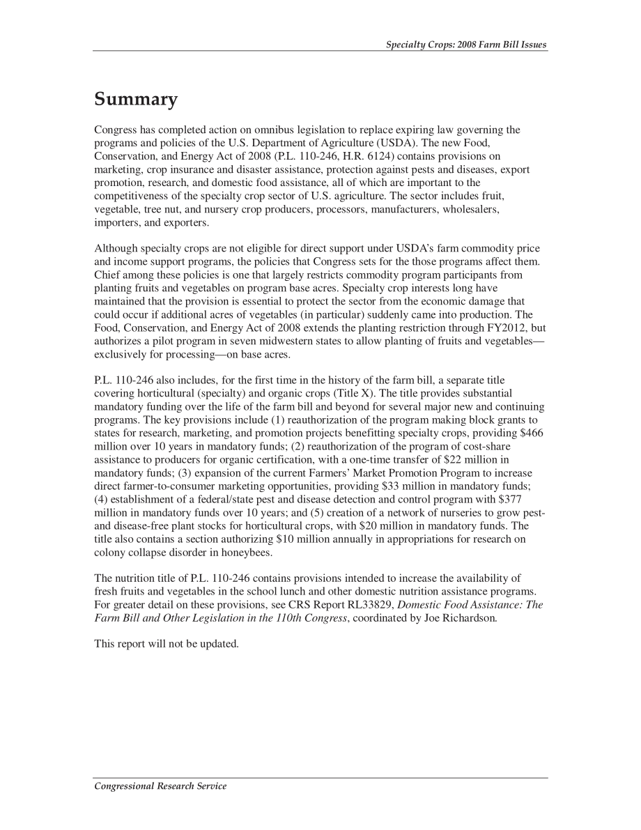 [20090113]RL33520_特种作物：2008年农业法案问题.pdf_第2页