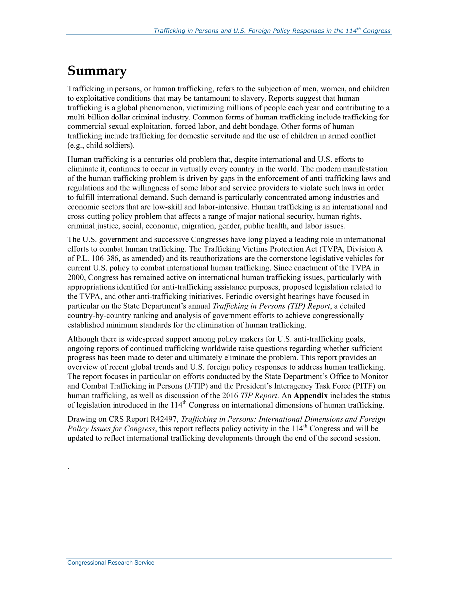 [20160805]R44581_第114届国会的人口贩运与美国外交政策应对.pdf_第2页