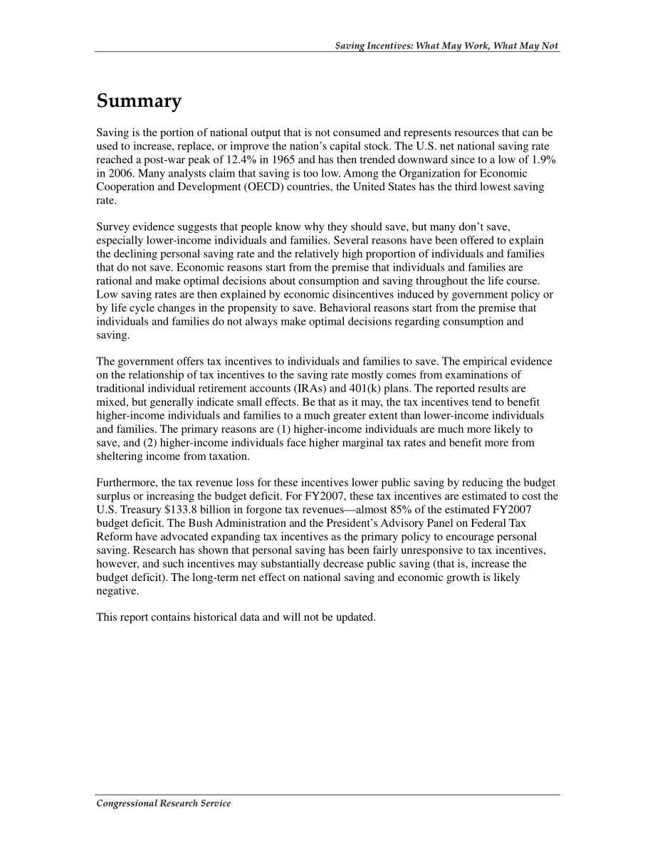 [20070927]RL33482_储蓄激励：什么可行什么不可行.pdf_第2页