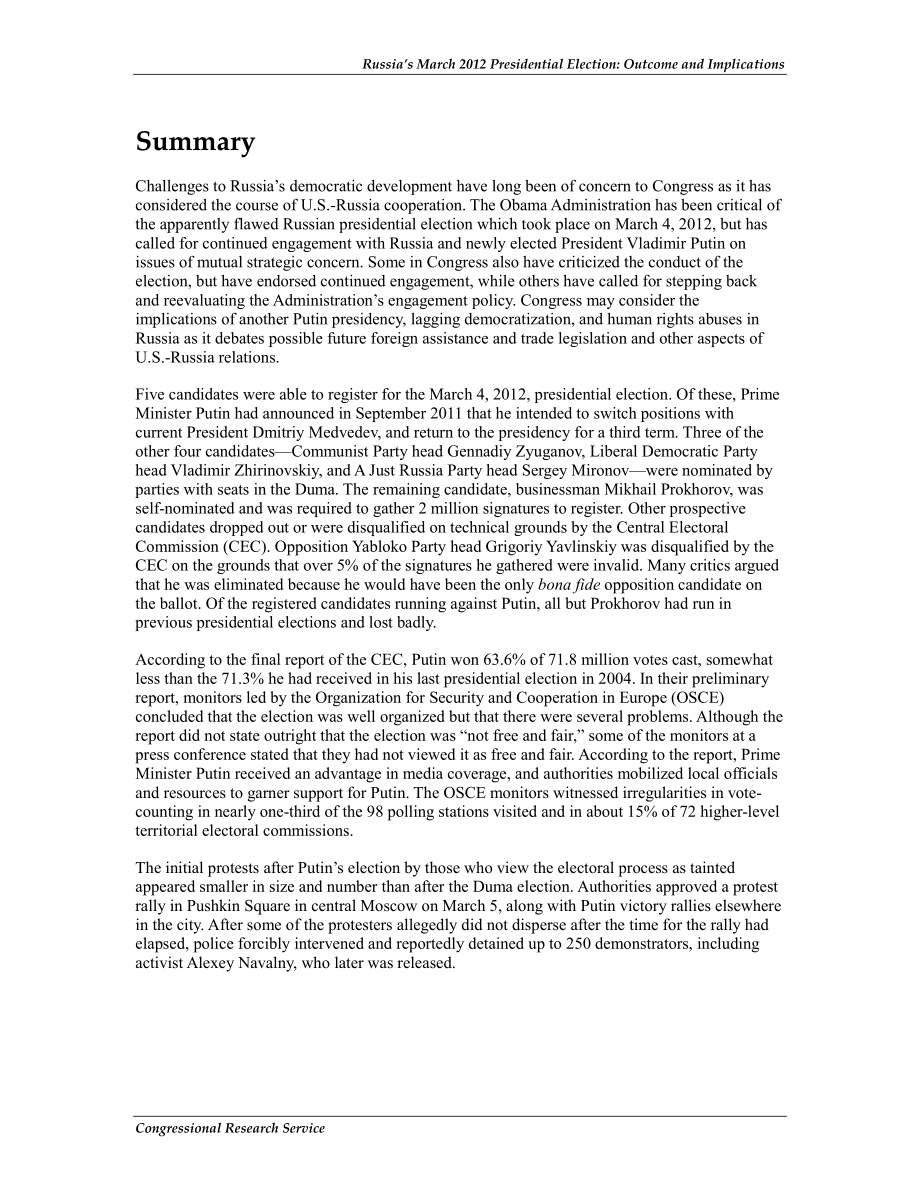 [20120314]R42407_俄罗斯2012年3月总统选举：结果和影响.pdf_第2页