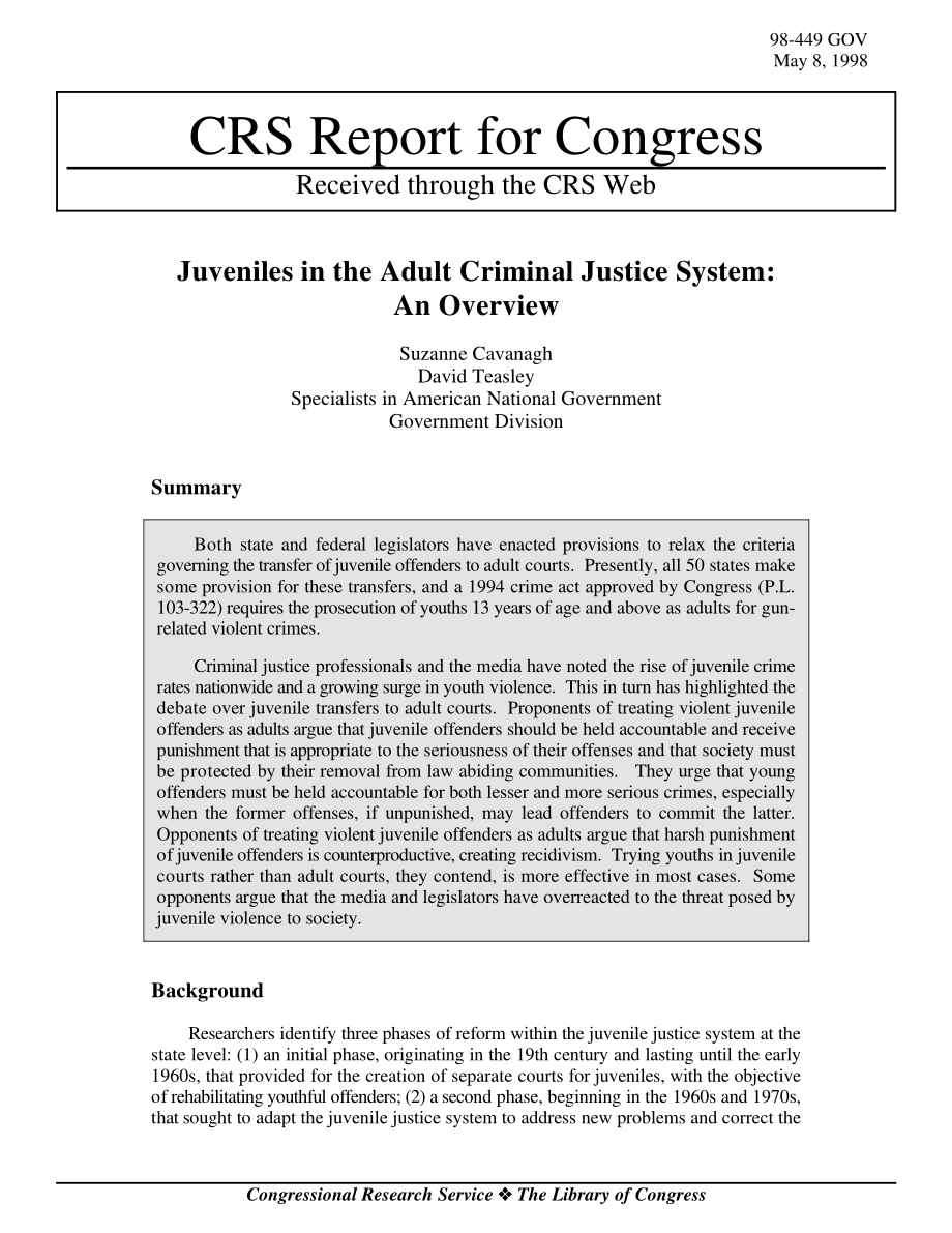 [19980508]98-449GOV_成人刑事司法系统中的青少年：概述.pdf_第1页