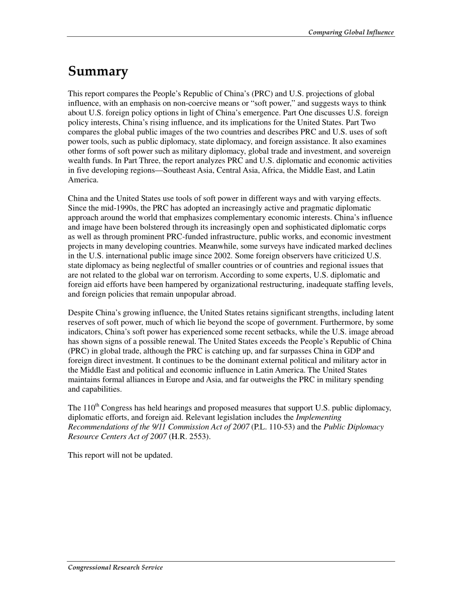 [20080815]RL34620_比较全球影响力：中美在发展中国家的外交、对外援助、贸易和投资.pdf_第2页
